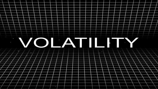 3D Grid Perspective with Volatility Text Overlay