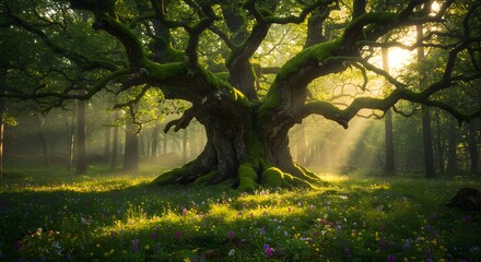 Untouched Jungle with Massive Green Tree in Pristine Wilderness