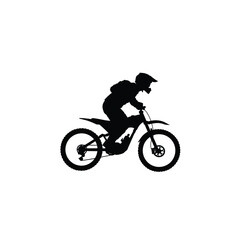 Fototapeta premium Silhouette of a motocross rider on a motorcycle, isolated on white background, showcasing speed, extreme sport, and competition with power and energy