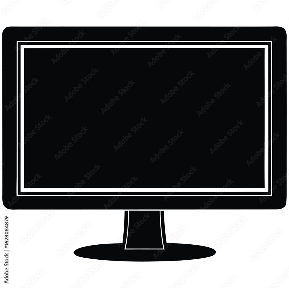 Fototapete white blank desktop computer monitor on a black background with a flat screen for your digital displ