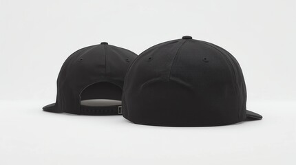 Obraz premium Black plain snapback 5 panel isolated on white background. ready for your mock up design or presentation your project. 