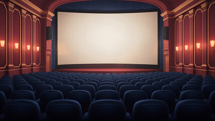 Fototapeta premium Empty movie theater auditorium with classic design.