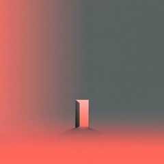 Open door in a minimalist room with gradient colors