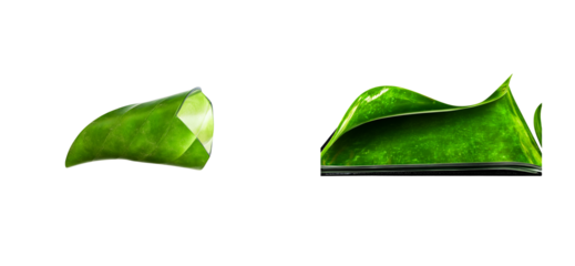 Unique shapes of green leaves with transparent background