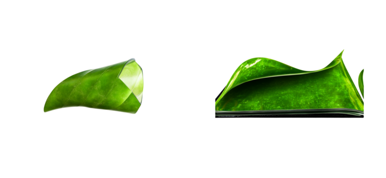 Unique shapes of green leaves with transparent background