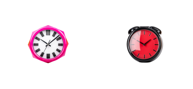 Colorful decorative clocks with transparent background