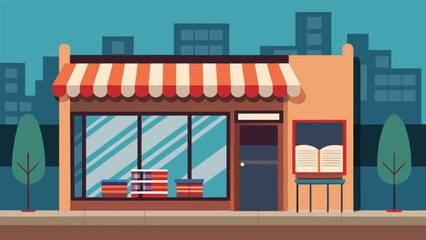 Charming Bookstore Facade Featuring Open Book Display.