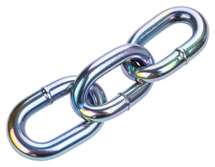 Fototapeta premium Close up of connected metal chain links on a transparent background