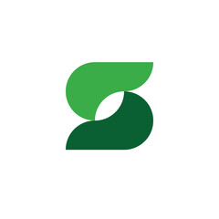 Green Letter S and Leaf logo vector design. 