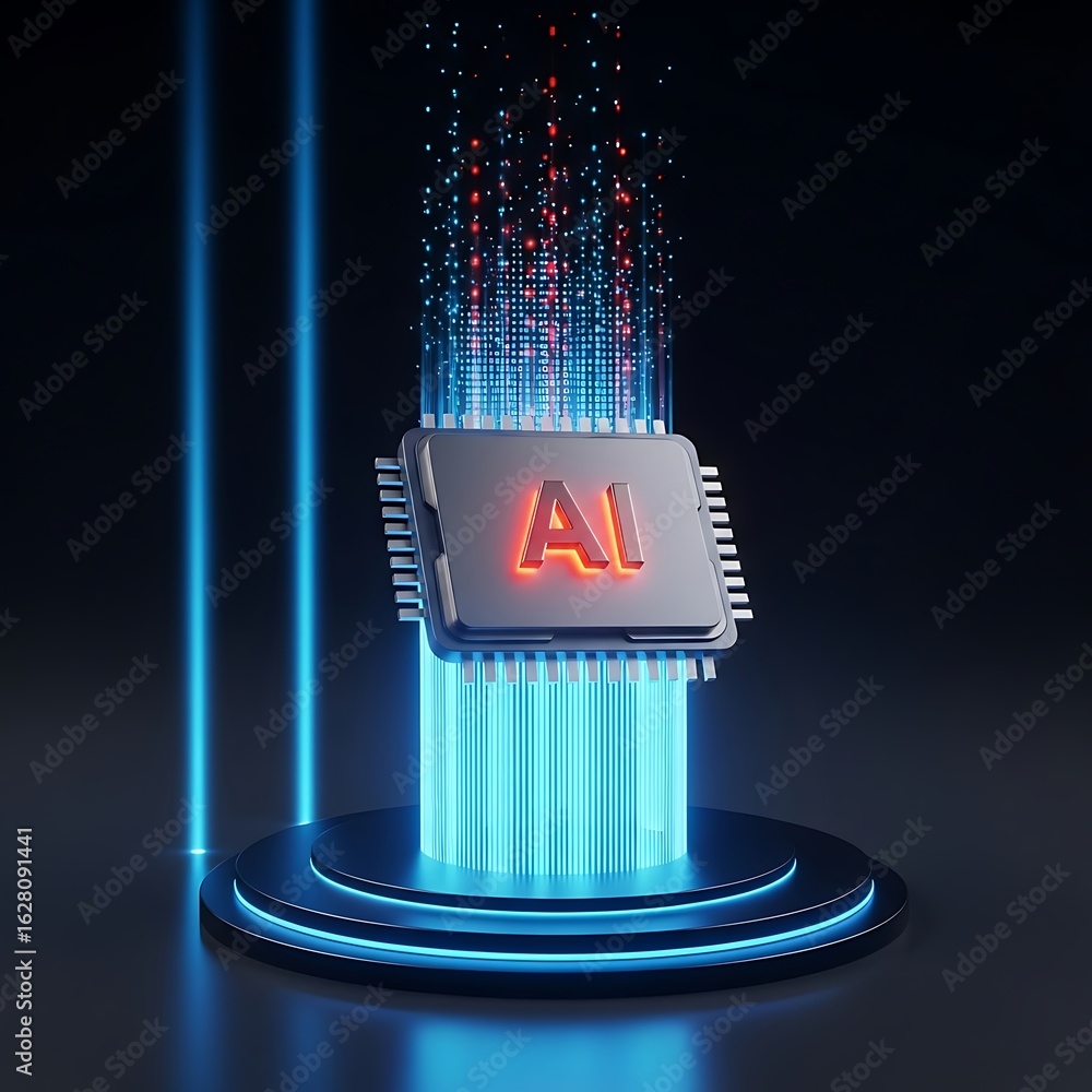 Aufkleber artificial intelligence central processing unit with glowing futuristic design