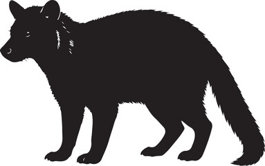 African civet wild animal silhouette vector illustration