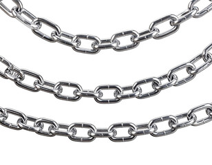 Fototapeta premium Close up of shiny metal chains isolated on a transparent background