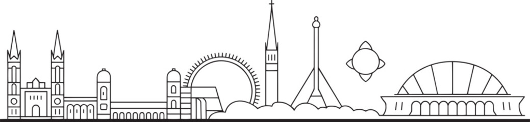 Detailed Brisbane Skyline Outline Vector Illustration with Iconic Landmarks and Modern Architecture