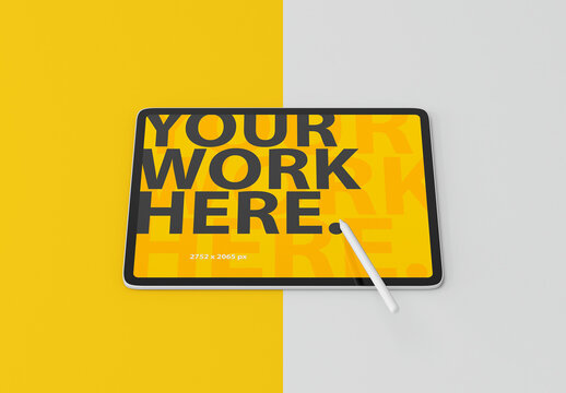Tablet mockup with stylus pencil