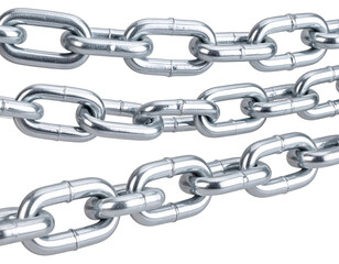 Fototapeta premium Close up of three metal chains showing details of industrial links and structure
