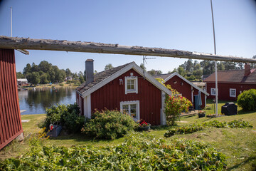 Summer scenery from Alno Sundsvall Sweden showing the island's nature coastline and traditional...