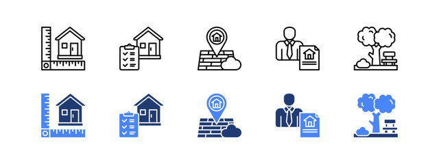 Real Estate Development icon collection set. House, Checklist, Location, Agent, Garden.