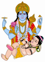 Obraz premium hand drawn digital art of lord shiva and vishnu