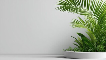Fototapeta premium Greenery arrangement in a white planter.