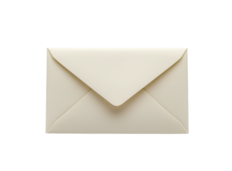 A cream-colored envelope, isolated against a white background, in a high-resolution photograph taken with professional lighting and equipment.