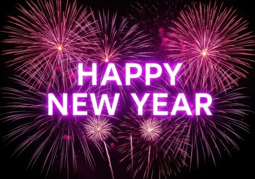 Happy new year celebration with colorful fireworks in the night sky - Powered by Adobe