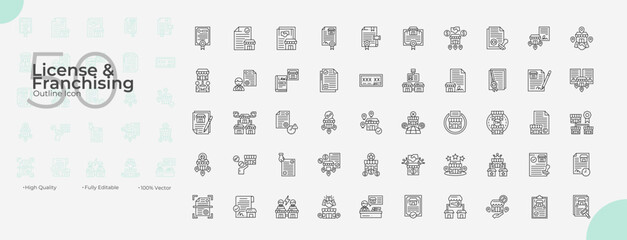 License And Franchising Line Editable Icons set. Vector illustration in modern thin line style of License And Franchising icons: retail, asset, legal, etc