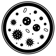 Petri dish various bacteria microbe germs silhouette vector illustration