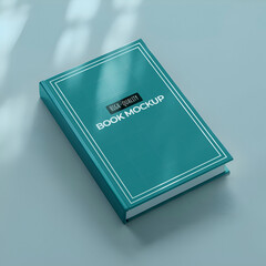 Realistic Hardcover Book Mockup Set – 3D Rendered Front, Spine, and Perspective Views with Teal Cover – PSD Templates for Branding and Presentation Design.