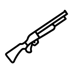 Rare double-barrel shotgun icon with engravings on transparent background