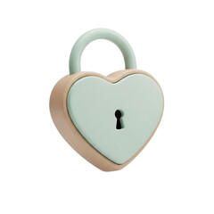 3d illustration of heart shaped padlock isolated on transparent background