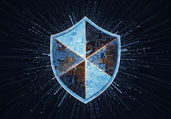Digital shield representing cyber security and data protection