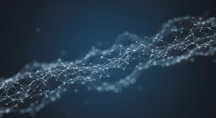 Fototapeta premium A geometric net of lines and nodes on a dark blue gradient background