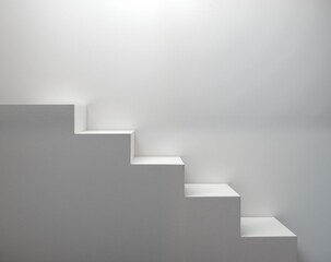 Fototapeta premium Minimalist White Stairs Leading Towards Bright Light from Above