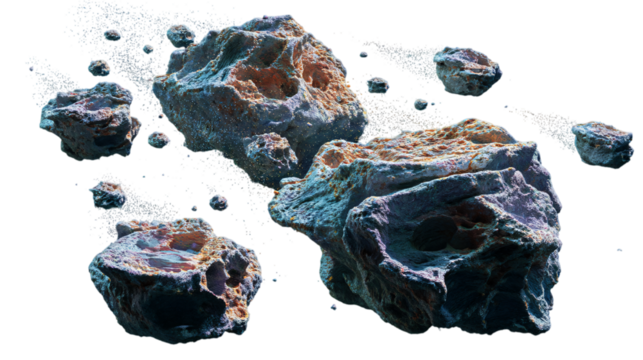 3D Render of a Rough Asteroid on transparent background