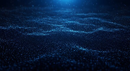 Blue digital wave pattern with glowing dots creates a subtle rippling effect against a dark background