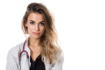 Portrait of a Confident Doctor on transparent background