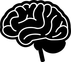 Human Brain Vector Illustration in Black and White