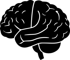 Human Brain Vector Illustration in Black and White