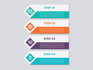 Vector infographic template with  paper label, integrated circles. Business concept with 4 options. For content, diagram, flowchart, steps, parts, timeline infographics, workflow, chart.
