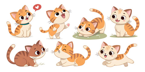 Obraz premium ai, png, cute, cats, cat, stickers, kittens, playful, colorful, digital, art, scrapbooking, creative, projects, illustrations, emotions, expressions, animal, adorable, pets, fun, designs, character, f