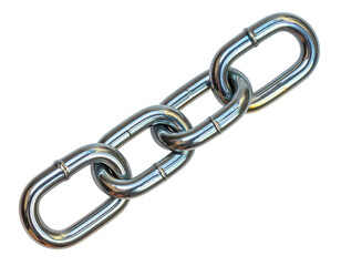 Obraz premium Isolated silver metal chain links with reflective surface on transparent background