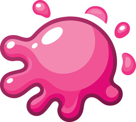 Glossy Pink Bubblegum Splash Icon Vector.
