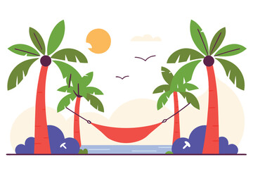 tropical island with palm trees and sea