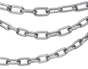 Metallic chains displayed against white background for design and commercial use