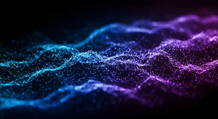 Wavy network of bluepurple dots connected by thin lines against a dark background