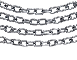 Obraz premium Metallic chains isolated on a white background industrial hardware concept