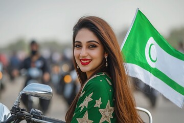 Happy 14 August Independence Day of Pakistan with Green and White National Flag, Crescent and Star Symbol, Patriotic Celebration and Festive Decor in High Resolution