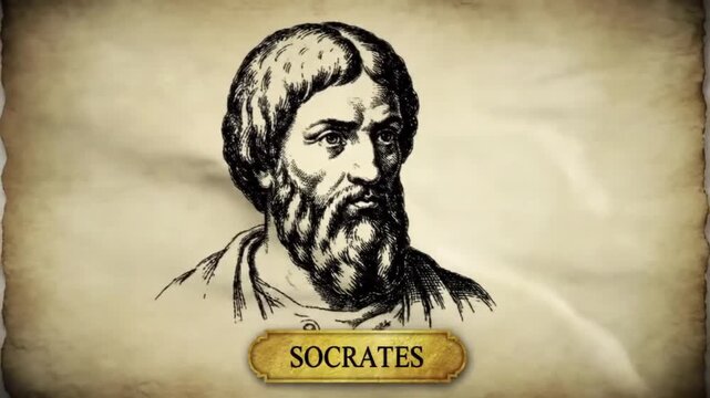 Socrates Sketch Drawing With Name &ndash; Ancient Greek Philosopher Graphic For Educational, Historical Presentations

