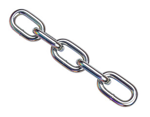 Shiny metal chain isolated against white background symbol of connection