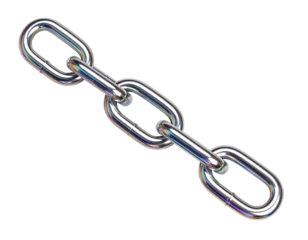 Shiny metal chain isolated against white background symbol of connection